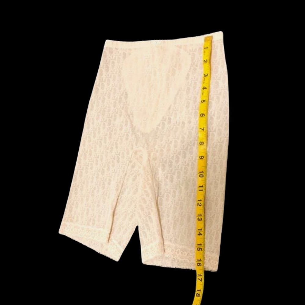 Vintage Christian Dior Sheer Monogram Beige Trotter Logo Girdle Biker Shorts - Picture 6 of 16